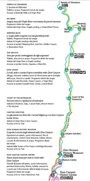 mappa shuttle zion national park